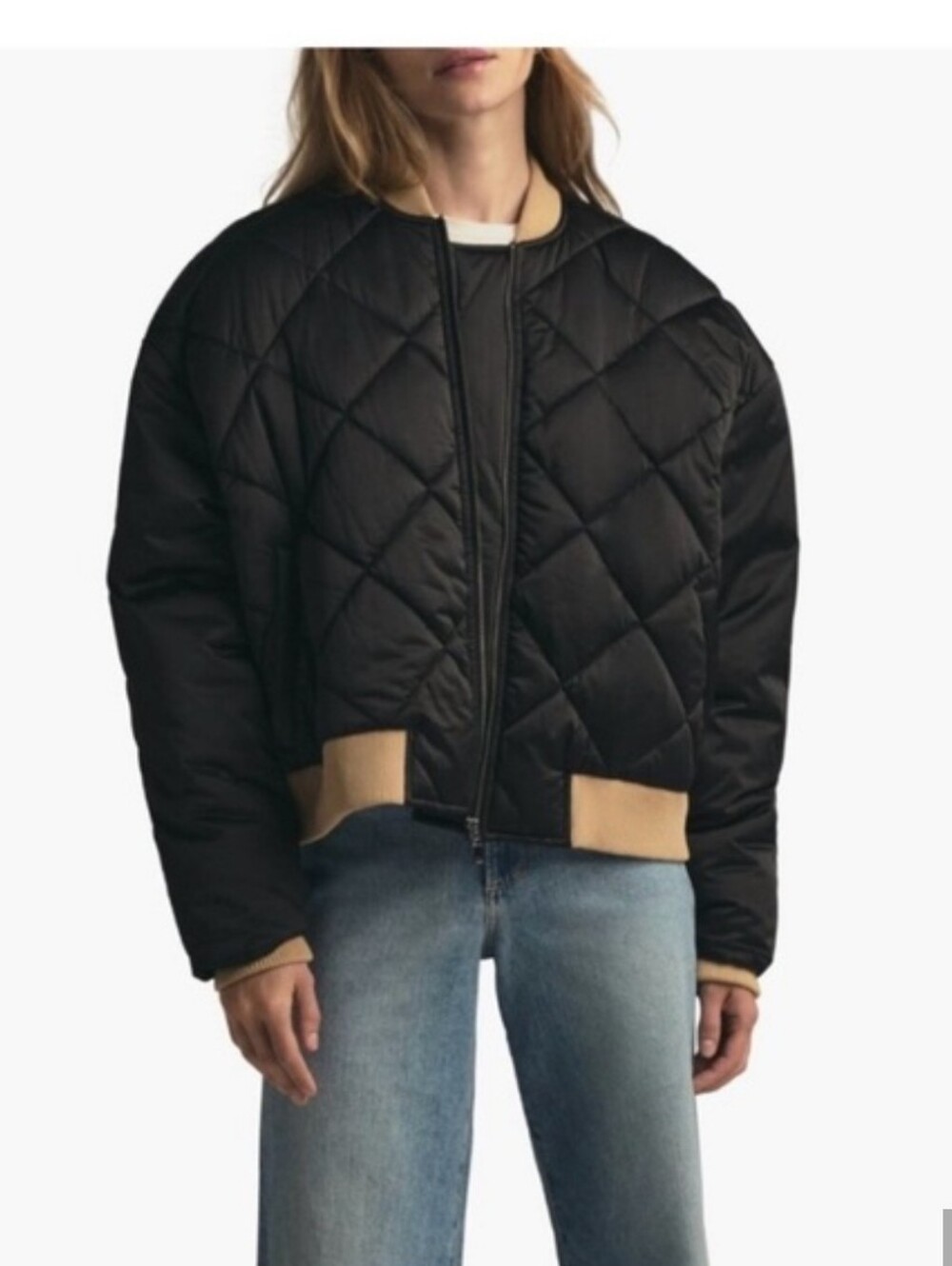 NWT Favorite Daughter Black and Tan Bomber Jacket Size XL